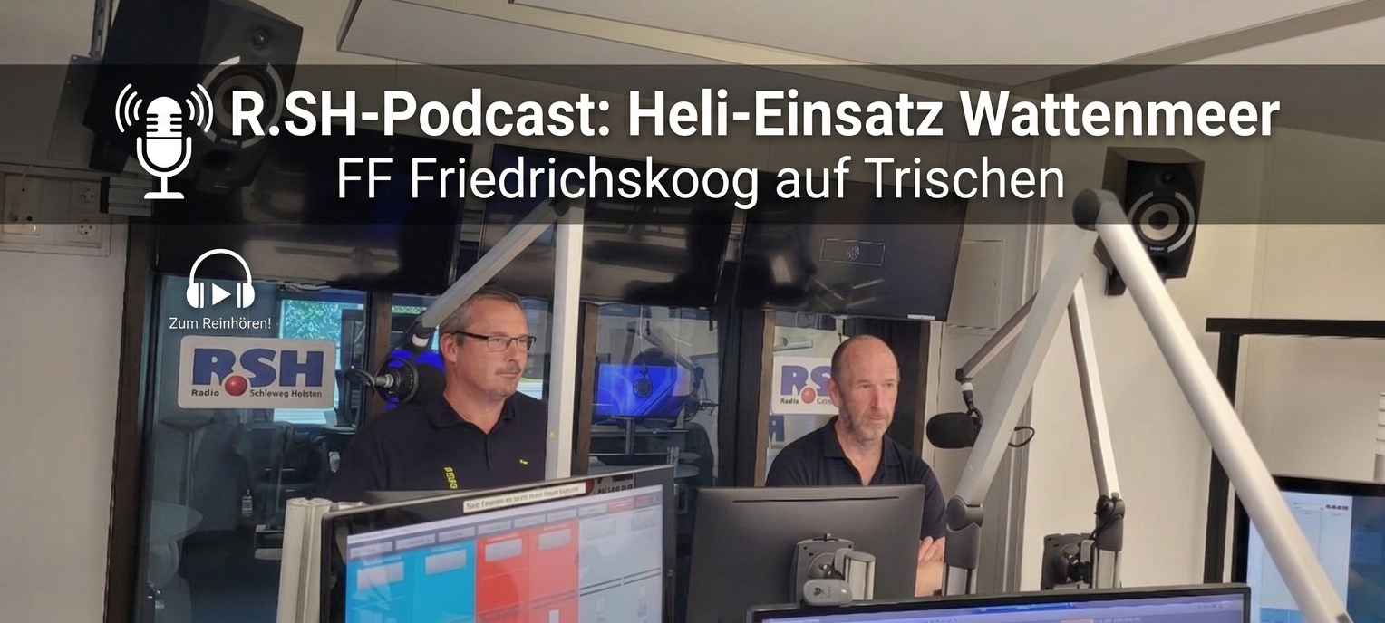 Freiwillige Feuerwehr Friedrichskoog im R.SH-Studio zur Podcastaufnahme